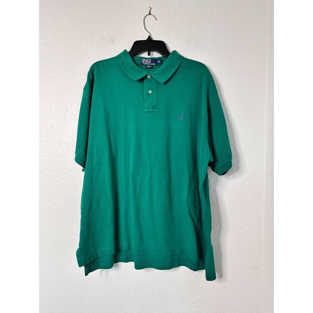 Vintage Polo Ralph Lauren Mens Big Tall Size 2XL Polo Shirt Green Short Sleeve